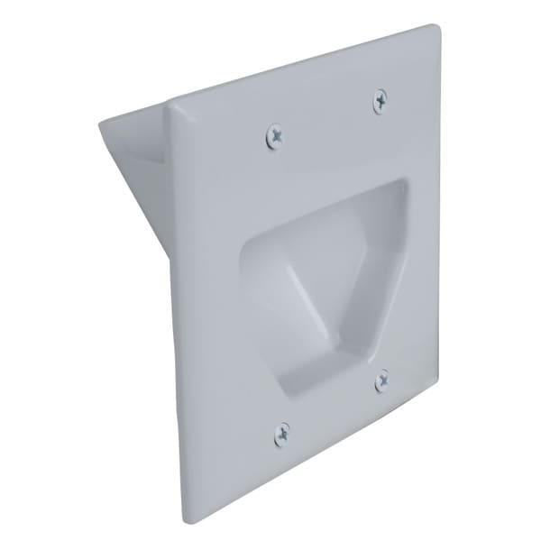 Main product image for DataComm 45-0002-UWH 2-Gang Recessed Low Voltage Cable Plate261-5401